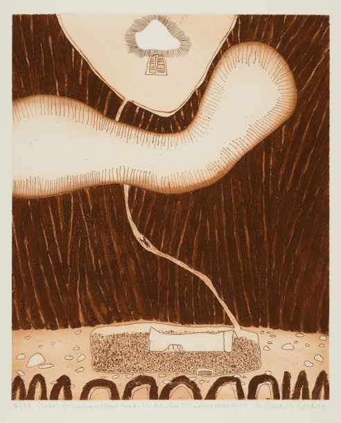 Moses Ascending Mount Sinai to Receive the Commandments<br><span>2002, 79x40cm, Etching ed 39</span>