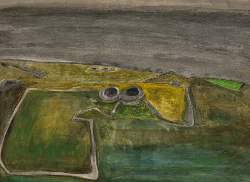 Double Chambered Clochán ll<br><span>1969, 54 x 73cm, oil on paper</span>