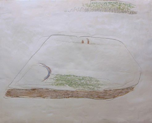 Open Space and Field<br><span>1978, 122 x 151cm, Fresco pigment on plaster</span>